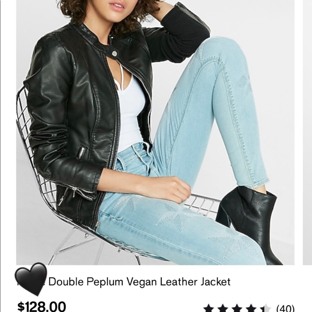 Express Vegan Black Double Peplum Jacket